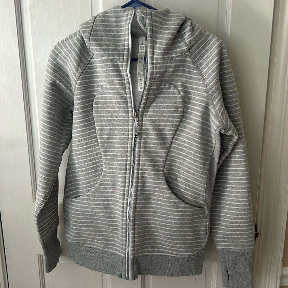 Lululemon Cotton Fleece Striped Scuba Hoodie.  Size 8